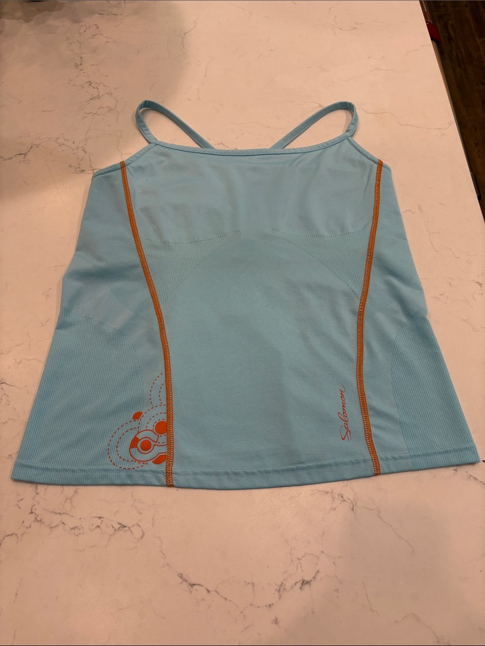 VTG Salomon‎ Light Blue Athletic Camisole Tank Top Orange Contrast Piping L